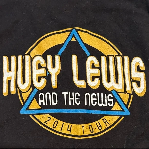 Tultex XXL B&W Huey Lewis and the news 2014 tour T-shirt 3/4 white sleeves - Picture 10 of 11